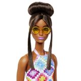 Mattel Barbie baba horgolt mintás ruhában