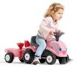 FALK Lábbal hajtható traktor 288C Baby Girls New Holland T7 pótkocsival, lapáttal és gereblyével