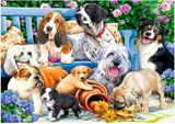 Találd meg a puzzle kutyákat az 1000 kertben