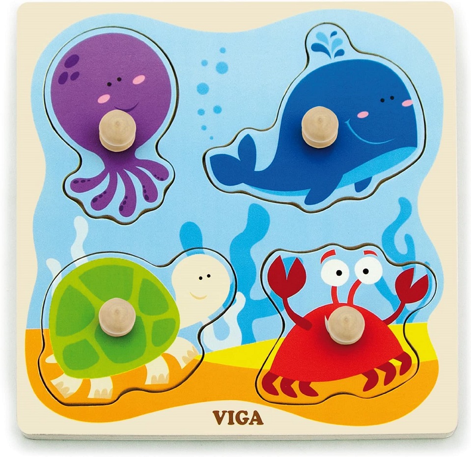 Viga Fa betétes játék tengeri állatok 4db