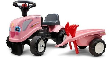 FALK Lábbal hajtható traktor 288C Baby Girls New Holland T7 pótkocsival, lapáttal és gereblyével