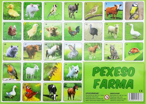 Memória játék, farmon élő állatok