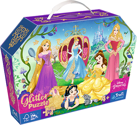 Trefl Puzzle 70 csillogó tokban - Disney hercegnők